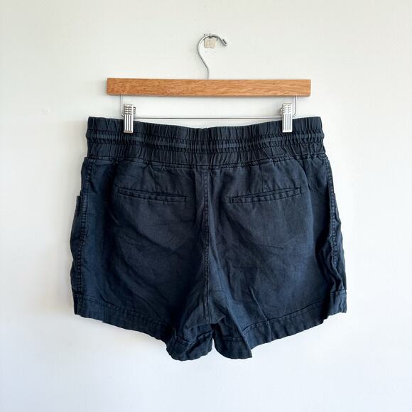 Athleta Cabo Linen 4" Drawcord Waist Pockets Shorts Black 12 - Picture 2 of 8